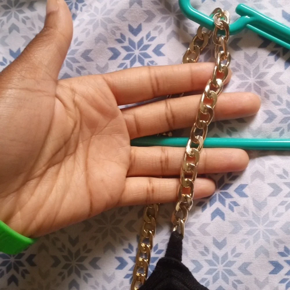 Women's*Gold Chain* Black Strap Dress - Picture 2 of 7